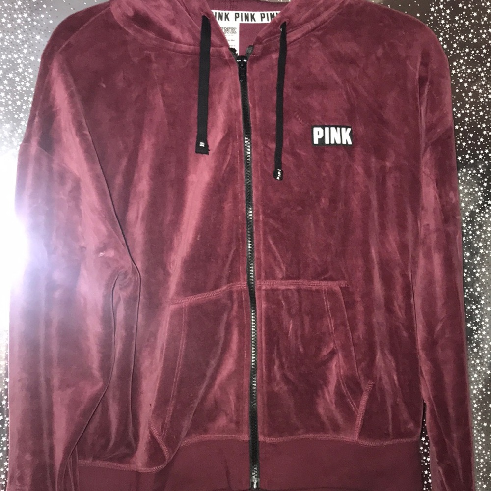 PINK VICTORIA SECRET VELOUR TRENDY HOODIE